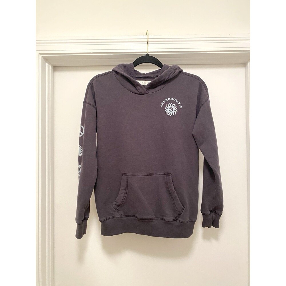 Abercrombie Kids Hooded Sweatshirt Boys Sz 11/12 Gray Yin Yang Streetwear Skater